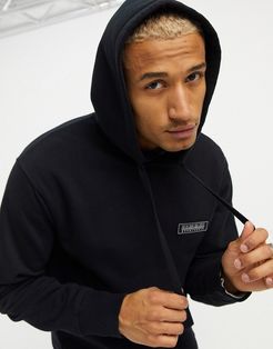 Box box patch hoodie in black