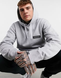 box patch hoodie in gray-Grey