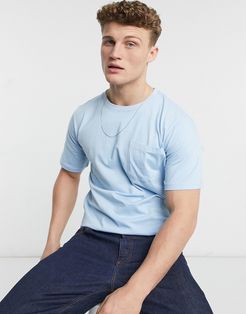 oversized T-shirt with front pocket in sky blue-Blues