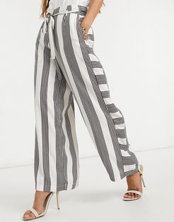 striped wide leg pants in white