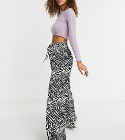 very wide leg pants in zebra print-White