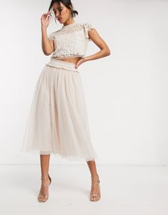 tulle midaxi skirt in blush pink