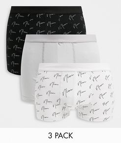 3-pack NLM boxer briefs in black and white-Grey