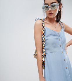 Button Through Strappy Sundress-Blues