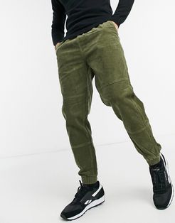 cord cargo pants in khaki-Green