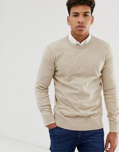 crew neck knitted sweater in camel-Brown