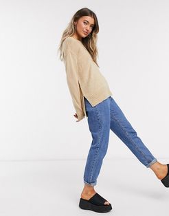 crew neck sweater in camel-Tan