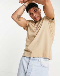 crew T-shirt in camel-Beige