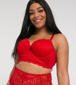 New Look Curve longline padded bra in red