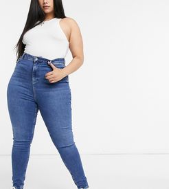 New Look Curve skinny jeans in mid blue