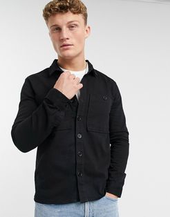 double pocket twill overshirt in black