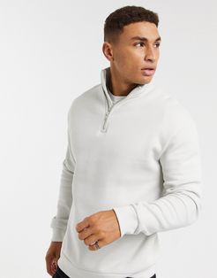 funnel zip neck sweatshirt in off white