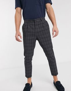 highlight blue check pants in dark gray-Grey