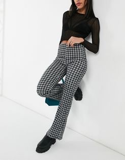 jersey flares in black plaid