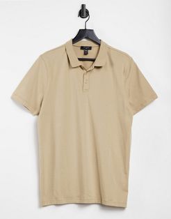 jersey polo in stone-Beige