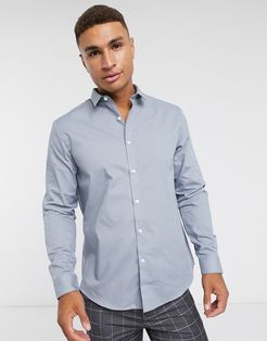 long sleeve poplin shirt in gray-Grey