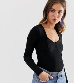 long sleeve rib body in black