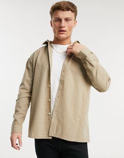 oversized check shirt in stone