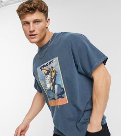 oversized T-shirt with art print in dark blue