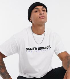 oversized T-shirt with Santa Monica print in white