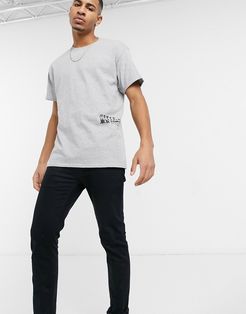 oversized t-shirt with Tokyo placement print in gray-Grey