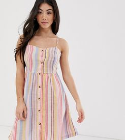 stripe linen mini dress in multi