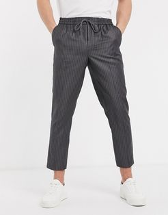 pinstripe smart sweatpants in mid gray-Grey