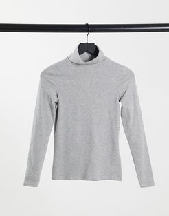 Roll Neck Top In Gray-Grey