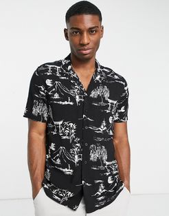 shirt with black and white print