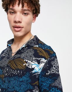 shirt with dragon print-Blues