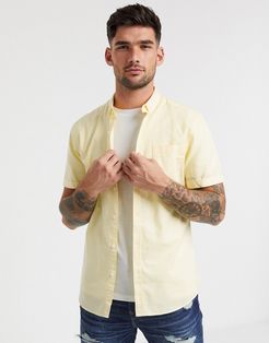 short sleeve organic cotton oxford shirt in yellow