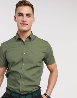 short sleeve poplin shirt in khaki-Green