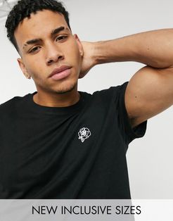 sketch rose embroidered t-shirt in black