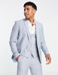 skinny suit jacket in pale blue-Blues