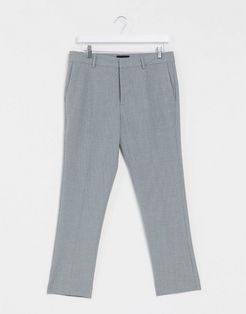 slim cropped suit pants in gray