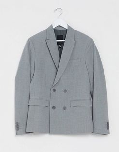 slim double breasted blazer in gray-Grey