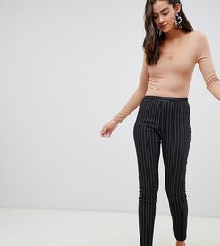 slim leg pants with pinstripe-Black