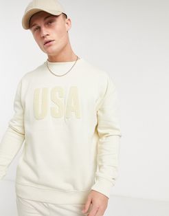 sweatshirt with USA boucle print-White