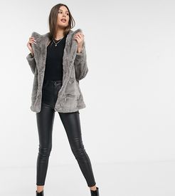 faux fur coat in gray