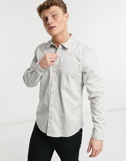 twill long sleeve shirt in light gray-Grey