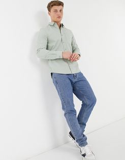 twill long sleeve shirt in light khaki-Green