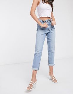 waist enhance mom jeans in light blue