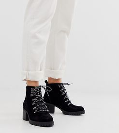 heeled hiker boots in black