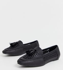 pu woven loafer in black