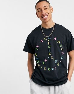 feel the love oversized t-shirt in black