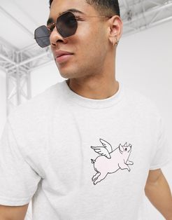 flying pig oversized t-shirt-Grey