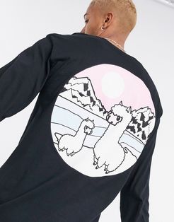 llama backprint longsleeve t-shirt in black