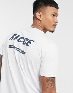 fleet t-shirt with back print logo in white