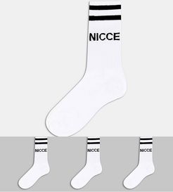 logo 3 pack sports socks in white