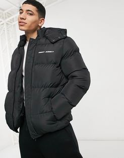 oversized hooded puffer jacket-Black